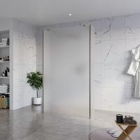 Fortifura Galeria Vrijstaande Inloopdouche - 120x200cm - Glas mat - antikalk - 8mm veiligheidsglas - 2 zijwanden 30cm - wandsteunen en hoekprofielen - Geborsteld Gunmetal PVD SW927771 2x/SW797928/SW797931 2x/SW798732 2x