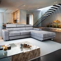 Showroommodel Slaapbank met opbergruimte Nero | L-Hoekbank Rechts Donkerbeige - Niet in originele verpakking - Kans op schade