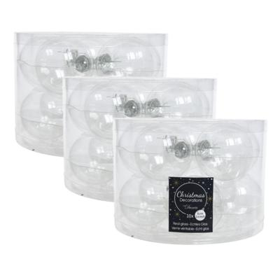 Kerstballen set - 30x stuks - transparant - glas - 6 cm - glans/mat - kerstversiering