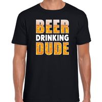 Beer drinking dude fun shirt zwart voor heren drank thema 2XL  -