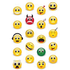 Smiley/Emoticons met zacht kunsttof stickervel met 20 stickers   -