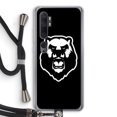 Angry Bear (black): Xiaomi Mi Note 10 Transparant Hoesje met koord