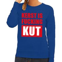 Foute kersttrui Kerst Is Fucking Kut blauw voor dames