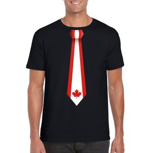 Zwart t-shirt met Canada vlag stropdas heren