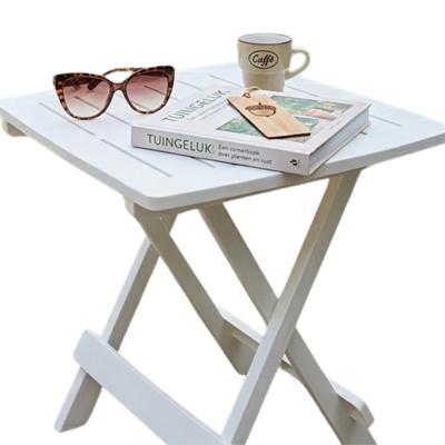 Pro Garden tuin / camping bijzettafeltje - wit - kunststof - opvouwbaar - 43 x 45 x 50 cm