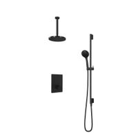 Hotbath Cobber Inbouw Regendoucheset Thermostaatkraan Met 2 Pushbuttons Vierkant, Plafondbuis 30cm, Hoofddouche 20cm, 3-Standen Handdouche En Glijstang Mat Zwart - thumbnail