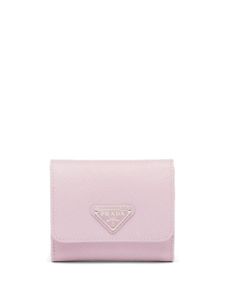 Prada portefeuille en cuir Saffiano à logo - Rose