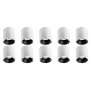 Opbouwspot 10 Pack - Pragmi Cliron Pro - GU10 Fitting - Opbouw Rond - Mat Wit/Zwart - Aluminium - Verdiept - Ø90mm