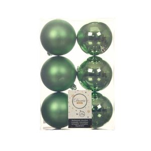 6x stuks kunststof kerstballen groen 8 cm glans/mat - Kerstbal