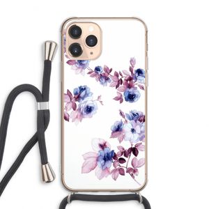 Waterverf bloemen: iPhone 11 Pro Max Transparant Hoesje met koord