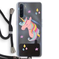 Roze eenhoorn: Oppo A91 Transparant Hoesje met koord