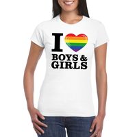I love boys &amp; girls bi regenboog t-shirt wit dames 2XL  -