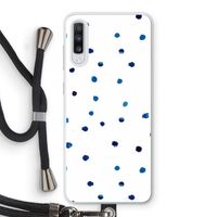 Blauwe stippen: Samsung Galaxy A70 Transparant Hoesje met koord