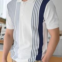 Bon&Bon Men's Striped Colorblock Polo Shirt - Short Sleeve Casual Top Multicolor-3 / L