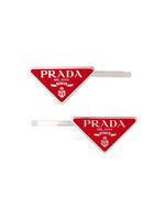 Prada lot de deux barrettes à logo triangle - Rouge - thumbnail