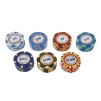 100 PCS Texas Hold'em Clay chips professionele casino munt (par waarde en kleur willekeurige levering)