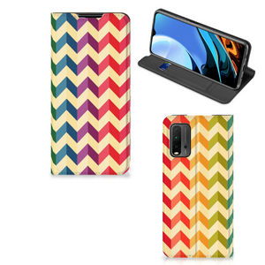 Xiaomi Poco M3 | Redmi 9T Hoesje met Magneet Zigzag Multi Color