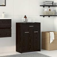Badkamerkast Zwart Eiken 60 x 33 x 80 cm Massief eikenhout