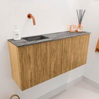 Toiletmeubel Mondiaz Joya Dlux | 90 cm | Meubelkleur Oak | Faye wastafel Sombra Wasbak Links | Zonder kraangat(en)