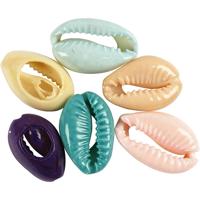 Creativ Company Schelpen, l: 20 mm, diverse kleuren, 6 stuk/ 1 doos