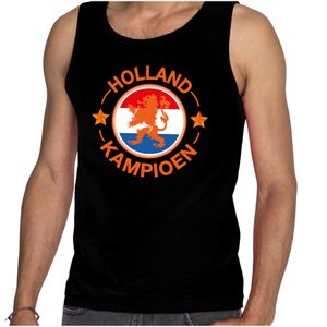 Tanktop Holland kampioen met oranje leeuw Holland / Nederland supporter EK/ WK zwart voor heren