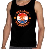 Tanktop Holland kampioen met oranje leeuw Holland / Nederland supporter EK/ WK zwart voor heren