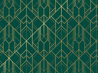 Cadeaupapier 50cm 100m 80gr/m Geometrisch groen / goud