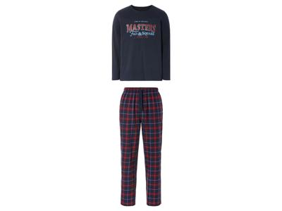 LIVERGY Heren flanellen pyjamabroek (S, Donkerblauw/rood)