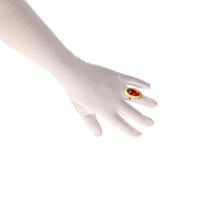 Sinterklaas accessoire feest set - ring - rode steen - handschoenen lang - wit - Goed Heiligman