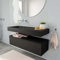 Mondiaz Alan badmeubel 120 cm urban 1 lade vrijhangend wastafel links zonder kraangat zwart Mondiaz Alan badmeubel 120 cm urban 1 lade vrijhangend wastafel links zonder kraangat zwart