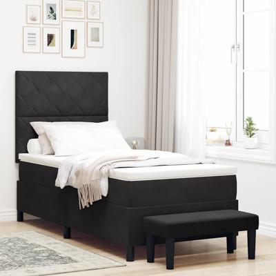Boxspring Bed met Matras & Bank Zwart 100x200 cm Fluweel