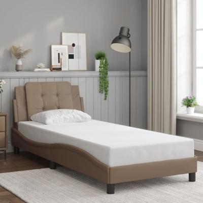 Bedframe met hoofdbord kunstleer cappucinnokleurig 80x200 cm