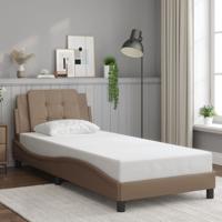 Bedframe met hoofdbord kunstleer cappucinnokleurig 80x200 cm