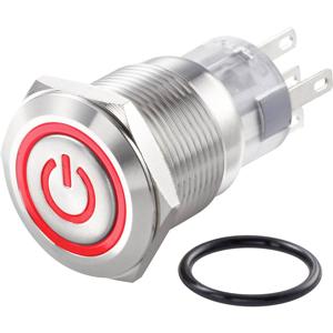 TRU COMPONENTS TC-7494524 TC-LAS1-AGQ-11ZET/R/12V/S Vandalismebestendige drukschakelaar 250 V/AC 3 A 1x uit/aan Continu Rood IP65 1 stuk(s)