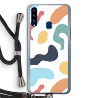 Memphis Shapes Blue: Samsung Galaxy A20s Transparant Hoesje met koord