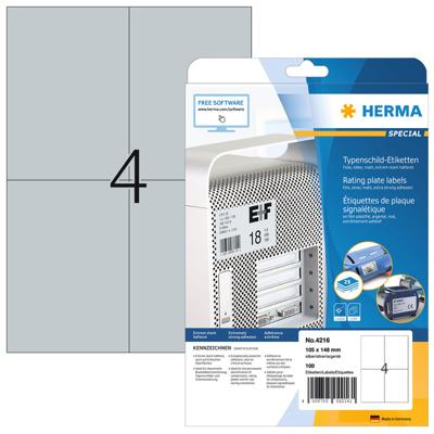 Etiket herma 4216 105x148mm folie 100stuks zilver