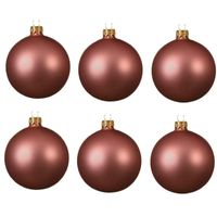 6x Glazen kerstballen mat oud roze 6 cm kerstboom versiering/decoratie   -