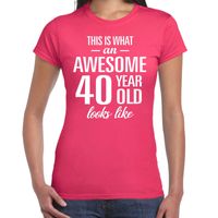 Awesome 40 year / 40 jaar cadeau t-shirt roze dames - thumbnail