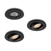 LED-inbouwspot set 3 stuks Midi zwart 3W dimbaar