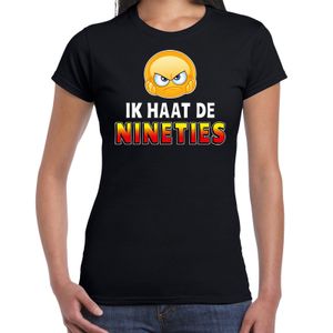 Funny emoticon t-shirt Ik haat de nineties zwart voor dames