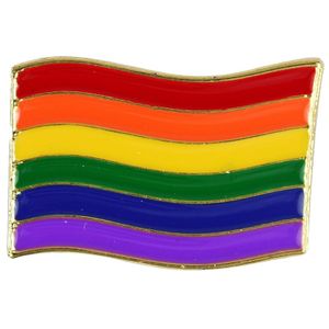 Regenboogvlag kleuren metalen broche 4 cm   -