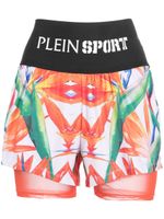 Plein Sport short superposé en coton à fleurs - Noir - thumbnail