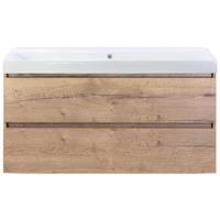 Maxx XL Badmeubelset 120 cm - Natuur Eiken - Wastafel Just Enkel Zonder Kraangat