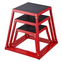 VEVOR 3-delige plyometrische springboxen, 305/458/609 mm plyometrische box rood, antislip fitnessoefening step-up boxset voor thuisfitnesstraining, conditionerende krachttraining, springtraining draagbaar