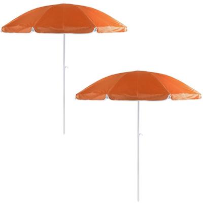 Strand/tuin parasol verstelbaar - 2x - oranje - nylon - 200 cm - UV bescherming