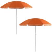 Strand/tuin parasol verstelbaar - 2x - oranje - nylon - 200 cm - UV bescherming Strand/tuin parasol verstelbaar - 2x - oranje - nylon - 200 cm - UV bescherming