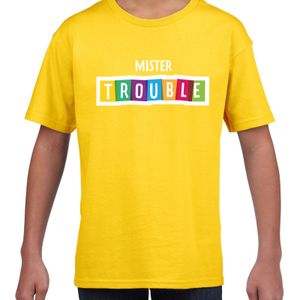 Mister trouble fun t-shirt geel voor kids XL (158-164)  -