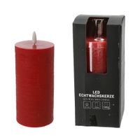 LED kaars/stompkaars - rood - D7,5 x H15 cm - flikkerend licht