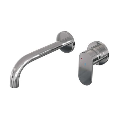 Brauer Chrome Edition Wastafelmengkraan inbouw - gebogen uitloop links - hendel breed plat - model C 1 - chroom 5-CE-004-B3-65