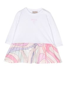 PUCCI Junior robe péplum à manches longues - Blanc